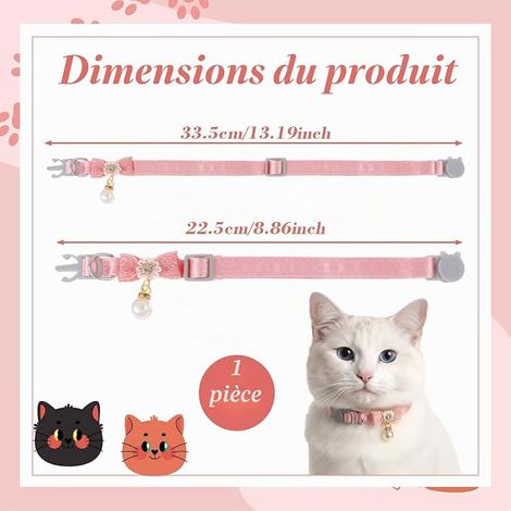 Adjustable Cat Collar with Pendant, Cute Cat Collar with Safety Buckle and Bow Tie for Kitten (1/4)