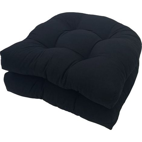 Lot de 2 Black,48x48CMcoussins en forme de U pour canapé,coussin de chaise de rechange en rotin,coussin de siège en osier,coussin de chaise pour intérieur,extérieur,coussin de chaise de patio (1/5)