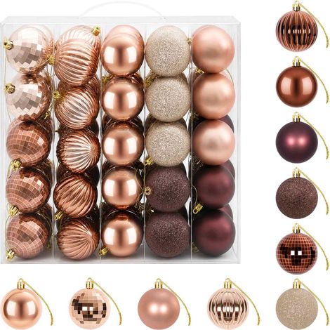 vidaXL Christmas Ball Set 75 pcs Champagne and Brown 6 cm Polystyrene (1/5)