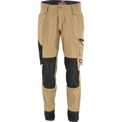 Pantalones de trabajo AWTOOLS Spodnie Robocze T6, color beis, talla XXL, ideales para trabajos en exteriores, resistentes, cómodos, con múltiples bolsillos y alta funcionalidad.