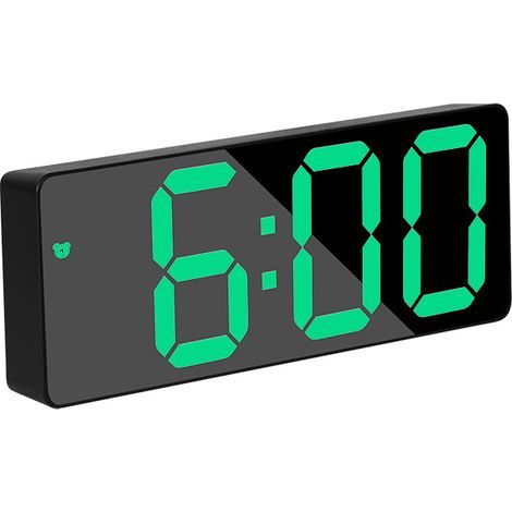 Reflective LED alarm clock with snooze function – adjustable brightness – USB charging port – ideal for bedrooms and offices. (1/5)