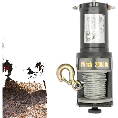 Verricello elettrico, capacità di traino 900 kg, motore in rame puro, colore nero. (1/2)
