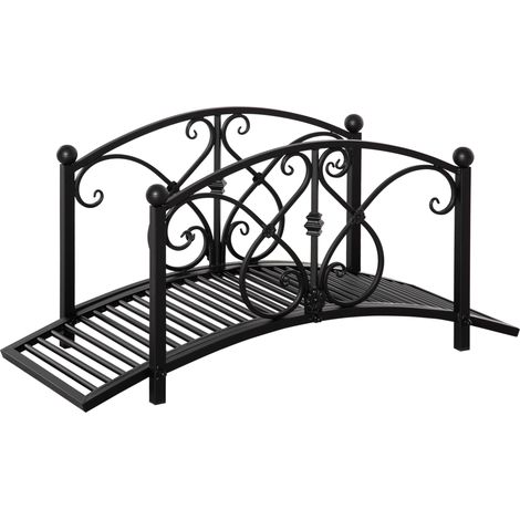 Pont de jardin avec rambarde de sécurité 100 kg 102 x 48 x 49 cm noir