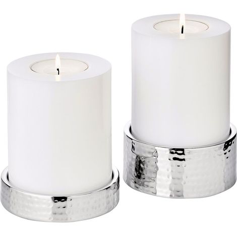 Lot de 2 Bougeoirs Photophores pour Bougie Chauffe-Plat, Ø 6 cm, H 2,5/5 cm - PANGIVO