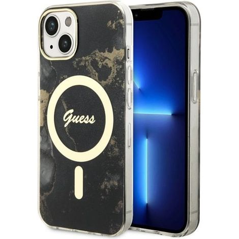 Coque MagSafe Guess effet marbre doré noire pour iPhone 14 Plus (1/5)