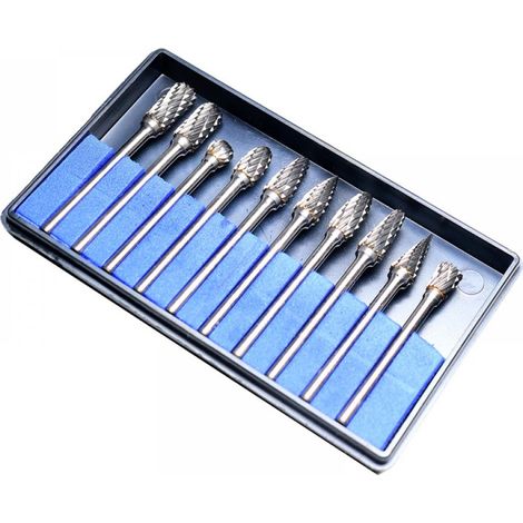 Router Bit - Carbide Rotary Burr Set - For Metalworking Wood Plastic Engraving Milling Polishing - 10 Pieces (1/5)