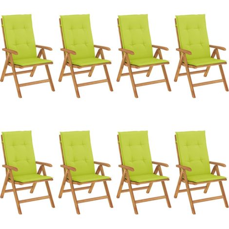 Maison Exclusive - Gartenstühle mit Auflagen 8 Stk. Massivholz Te (1/5)