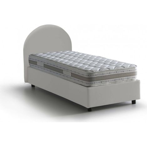 Talamo Italia Einzelbett Alice, Containerbett mit Kunstlederbezug, 100% Made in Italy, Frontöffnung, inklusive Matratze 80x190 cm, Weiß