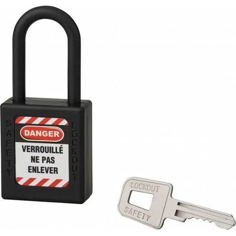 Cadenas de consignation LOTO Lockout Tagout 40 mm anse nylon Ø 6 x 38 mm noir (1/2)