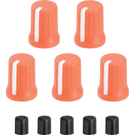 5Pcs Boutons De Potentiomètre, Remplacement En Caoutchouc Pour Potentiomètre À Arbre D, Capuchon À Tige Poussante Pour DJ Controller Mixer Console Encodeur Speaker(Orange Blanc) (1/5)