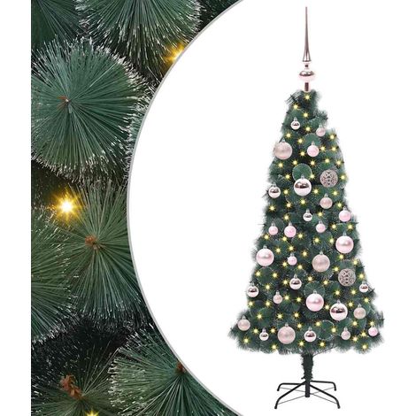 Árbol de Navidad Artificial Preiluminado con Juego de Bolas PET vidaXL