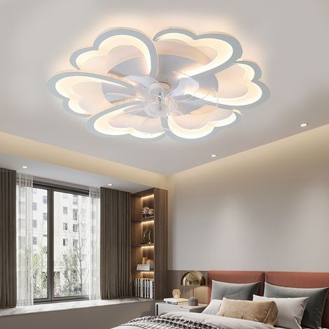 Ventilateur plafonnier LED en forme de cœur 65 cm – Ventilateur de plafond avec télécommande, éclairage réglable et 6 vitesses – Idéal chambre enfant, salon et chambre (1/5)