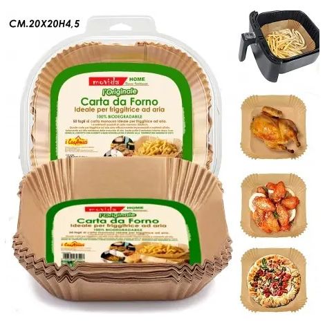 Carta forno per friggitrice ad aria quadrata 50 pezzi
