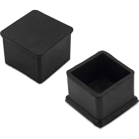 Paquete de 2 fundas cuadradas para patas de silla, antiarañazos, de goma resistente, 30x30 mm (3,0x3,0 cm), color negro. (1/5)
