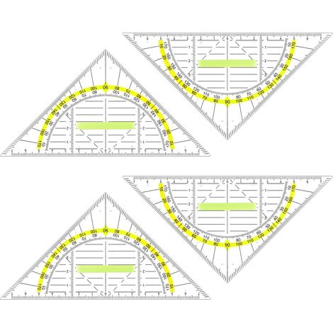 Géométrie Plastique, 4Pcs Equerre de Géométrie, 16cm Triangle Géométrique en Plastique Transparente, Géotriangle en Plastique avec Poignée pour les Étudiants, le Bureau, la Peinture (1/5)