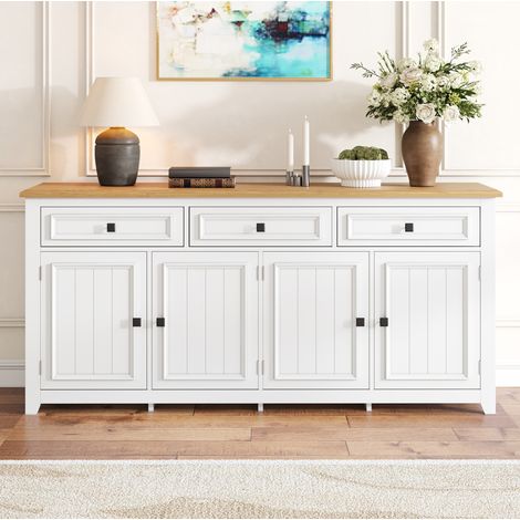 mobile credenza 160 cm contenitore bianco effetto legno HAVRYA (1/5)