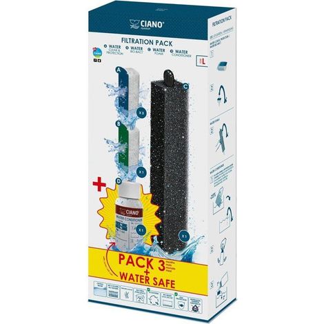 Kit di manutenzione acquario - CIANO - Taglia L - 3 cartucce - Condizionatore - Trattamento acqua