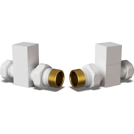 Square - White Radiator Valves Straight 10mm (1/3)