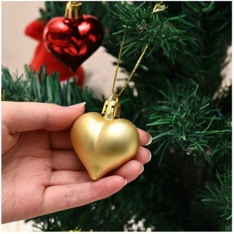 Decoration Pack 72Pcs Boules de DéCoration D'Arbres de NoëL, Breloques de Coeur DéCoration de FêTe de NoëL DéCoration D'IntéRieur (1/4)