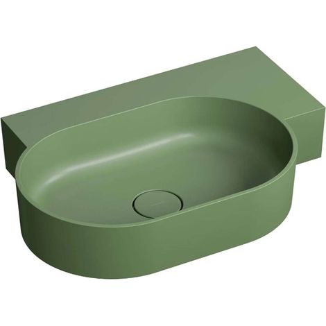 OMNIRES Ovo M+ - Waschbecken 65 x 45 cm, ohne Überlauf, ohne Armaturenloch, rechts, Olive matt OVO645UWPOL (1/5)