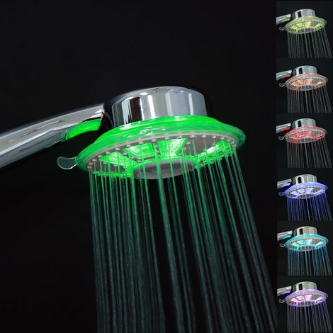 CCYKXAPommeau Douche LED, 7 Couleurs Douchette LED Lumineux, 2 Modes Douchette Seule LED, Pommeau de Douche Lumineux (1/5)