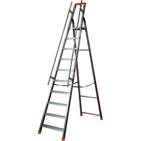 Matisère – Escabeau grande hauteur 13 marches – Hauteur max. de travail 4.99m – Montants époxy pour résistance à la corrosion – Plateforme antidérapante
