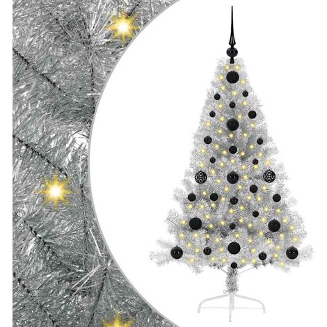 Artificial Pre-lit Christmas Tree Silver 120 cm PET vidaXL (1/5)