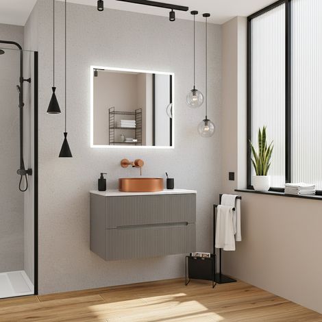Nuevo mueble de baño 80 cm, gris oscuro (CERAMIA-5DG80)