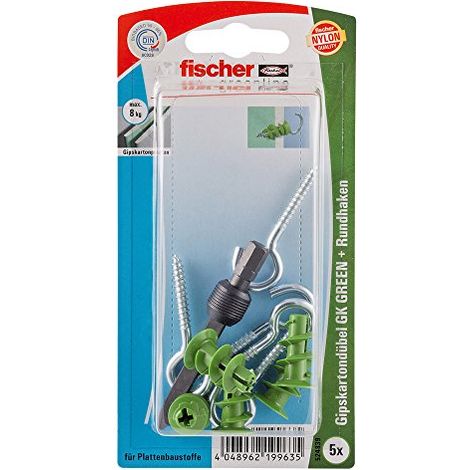 Fischer 5x tasselli gesso GK GREEN RH con gancio rotondo - 524839