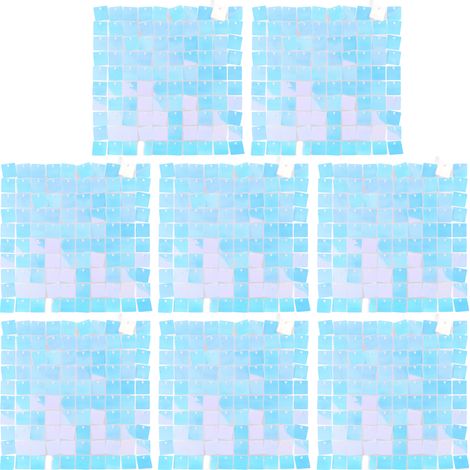 8PCS Glitter Background Panels Foursquare Sequin Wall Backdrop for Birthday Wedding Party Decoration Blue (1/5)
