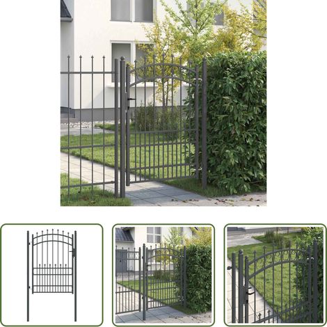 vidaXL Gartenzaun - Zauntor mit Spitzen Grau 170 x 100 cm Pulverbeschichteter Stahl (1/5)
