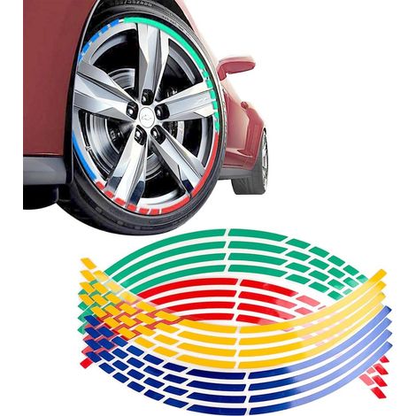 CCYKXA Reflektierende Streifenaufkleber für Autos, mehrfarbige reflektierende Aufkleber für Autoreifen, universelle reflektierende Aufkleber für Autos, LKWs, Motorräder, Fahrräder (mehrfarbig)