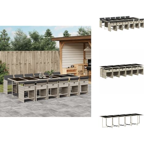 Ensemble à manger de jardin et coussins 13 pcs gris clair rotin - Salon De Jardin - Meuble De Jardin - Set Salon De Jardin - Résine Tressée - Mobilier Extérieur (1/5)