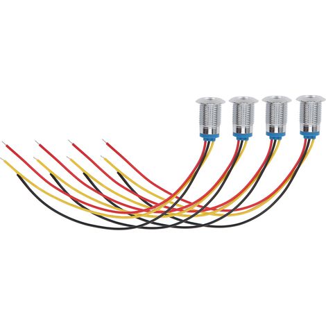 Lot de 4 voyants LED étanches à anode commune pour composants de contrôle industriel, 12 mm, 110-220 V, rouge et jaune. (1/5)