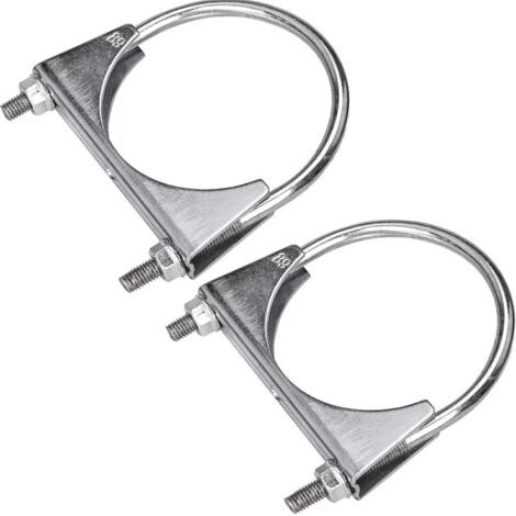 BUNTHAUS 2pcs Colliers de Serrage pour Tuyau d'échappement, 89 mm U Bolt Clamp Colliers d'échappement Universel pour Raccords de Tuyaux, Montage d'antennes, Pince de Serrage (1/5)