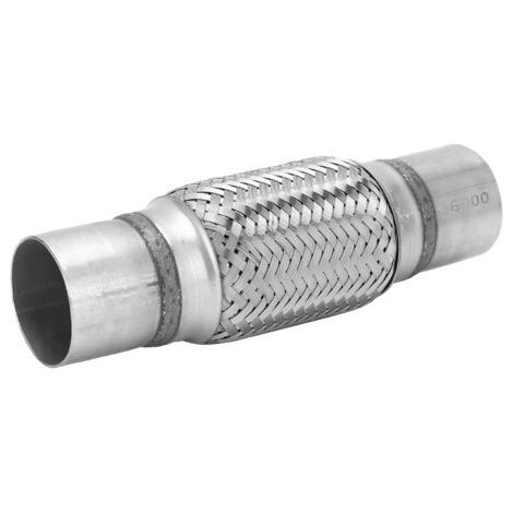 QORVA-Tuyau flexible d'échappement en acier inoxydable 57x250mm Double soufflet tressé argent pour voiture tout-terrain