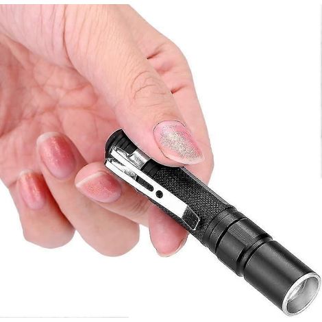 LED-Taschenlampe, Mini-Taschenlampe aus Aluminiumlegierung mit Teleskop-Zoom und Clip für Outdoor-Camping (1/2)