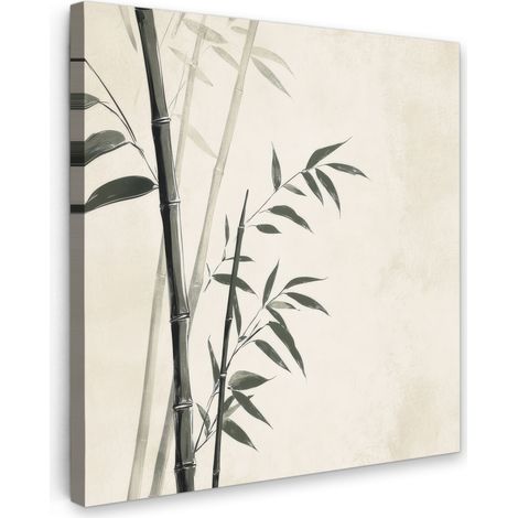 CUADRO EN LIENZO Japandi - Bambú - Beige Decorativos de Salon 50x50 cm
