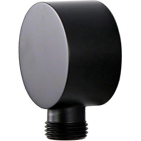 Coude d'alimentation mural, raccord de flexible de douche mural rond en laiton - Noir (1/5)
