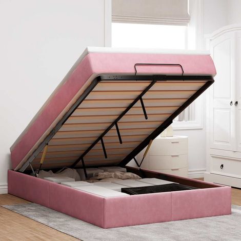 vidaXL Lit ottoman avec matelas rose 120x190 cm velours (1/5)