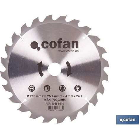 Disque à tronçonner le bois 210 mm, 24 dents, alésage 25,4 mm, épaisseur 2,4 mm (1/4)