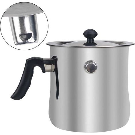 Cacerola de 2,5 litros con tapa，de acero inoxidable de doble pared，apta para placas de inducción，cocinas de gas y cocinas eléctricas