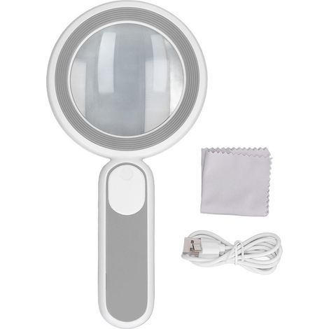 20-fache optische Vergrößerung mit 21 LEDs, USB-Ladefunktion, Touch-Schalter, grau und weiß (1/5)