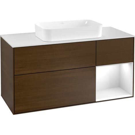 V&B Waschtischunterschrank Wandbeleuchtung Finion 120cm, Pl w m, Rg r glo wh. Lac, wal ven (1/2)