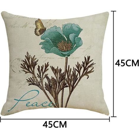 Housses de coussin en lin blanc avec impression de fleur - Lot de 4 (1/4)