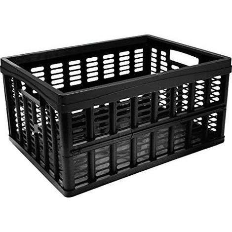 Plast-team Caja plegable negra ventilada 32,5 litros