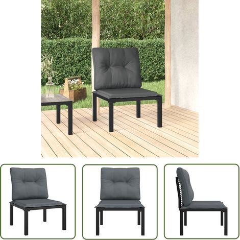 The Living Store Gartenstuhl mit Kissen Schwarz und Grau Poly Rattan - Gartensessel - Outdoor Möbel - Gartenlounge - Balkonmöbeln - Wetterfeste Möbel (1/5)