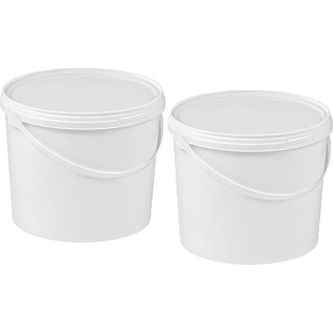 2 x 10L White Plastic Bucket
