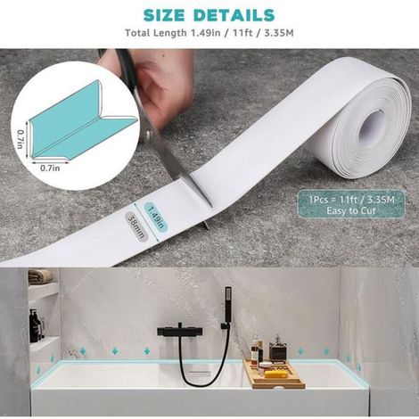 Joint Silicone - Ruban Etancheite 38 mm x 3.2 m - Pour Salle De Bain Cuisine Evier Lavabo Baignoire - 1 Unite (1/5)