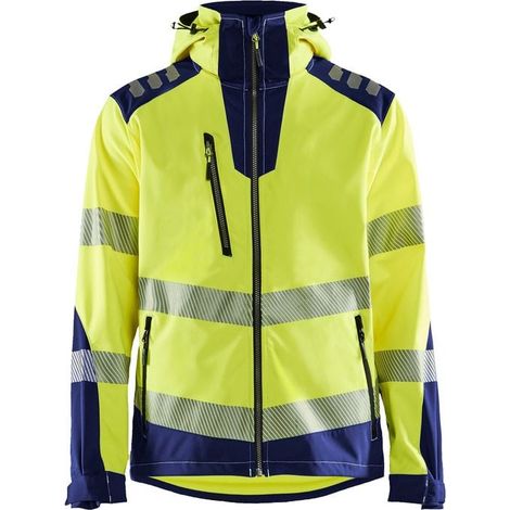 Veste Softshell à capuche très haute visibilité BLAKLADER 4491 - Jaune fluo / Marine - M (1/4)